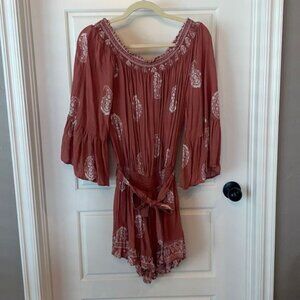 Surf Gypsy Off-the-Shoulder Tie Belt Romper